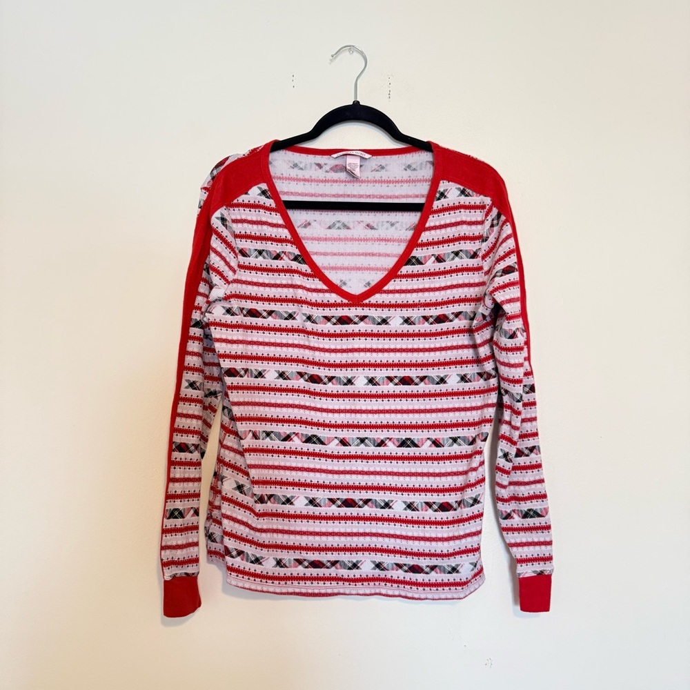 Victoria's Secret | Red and White Patterned Pajama Top